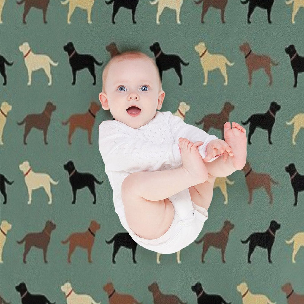 Labrador Retriever Dog Silhouettes Pattern with Chocolate, Yellow, Red And Black Labs Throw Blanket