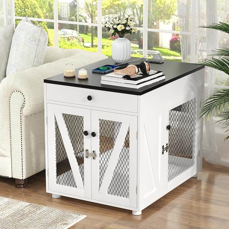 Dog Crate End Table Furniture  | Wooden Dog Kennel for Medium Dogs