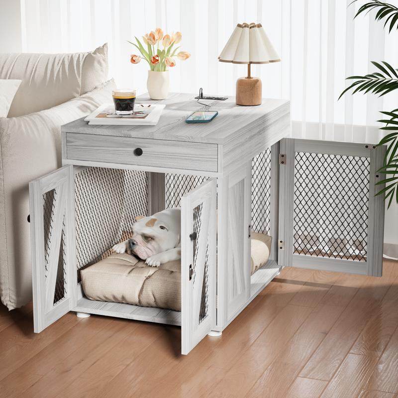 Dog Crate End Table Furniture  | Wooden Dog Kennel for Medium Dogs