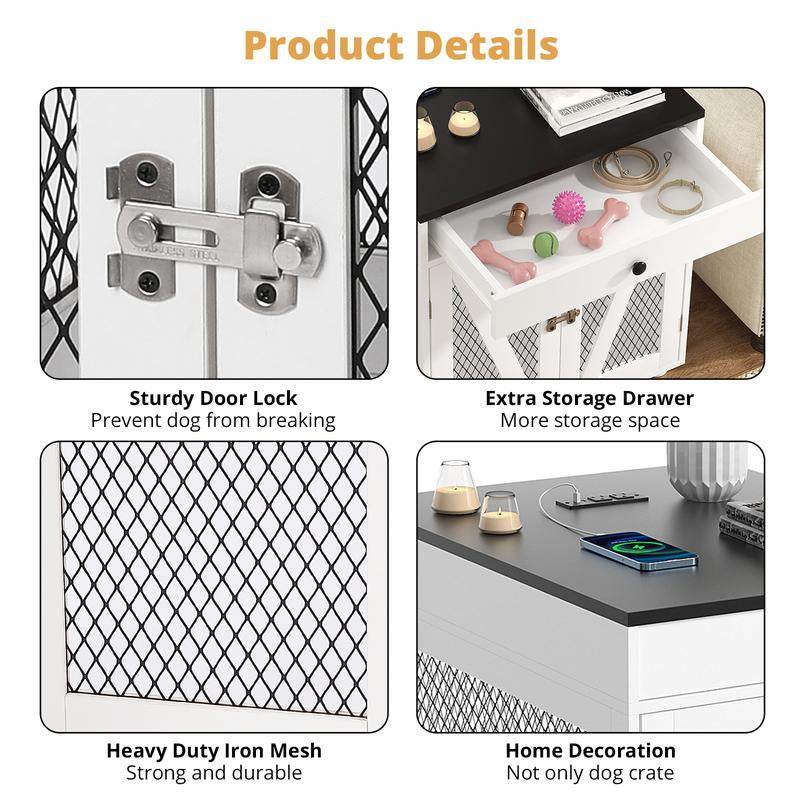 Dog Crate End Table Furniture  | Wooden Dog Kennel for Medium Dogs