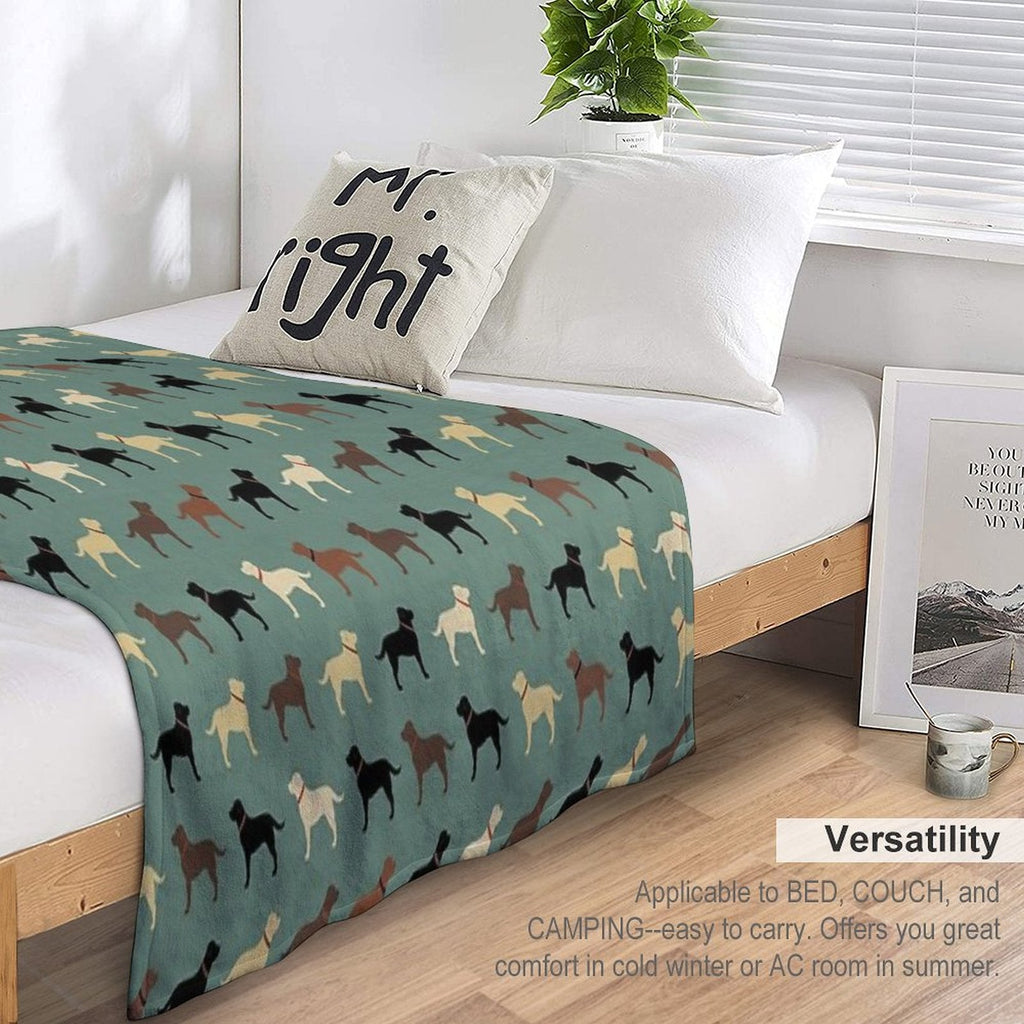 Labrador Retriever Dog Silhouettes Pattern with Chocolate, Yellow, Red And Black Labs Throw Blanket