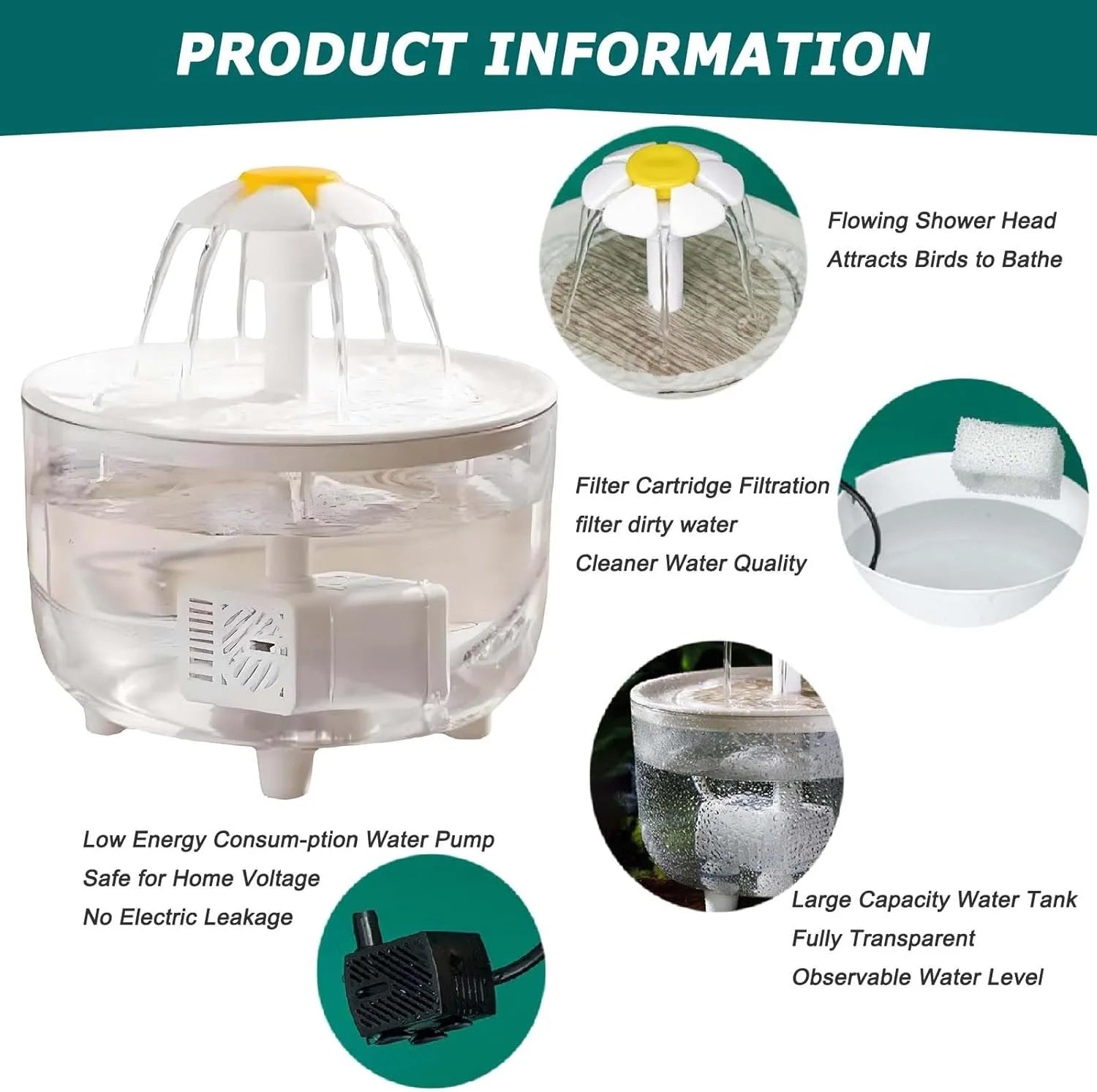 Automatic Pet Water Fountain for Cats and Dogs Large Capacity