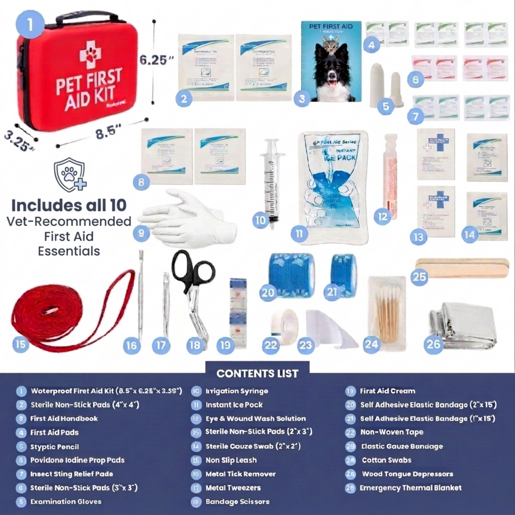 Vet Approved Pet First Aid Kit for Dogs & Cats