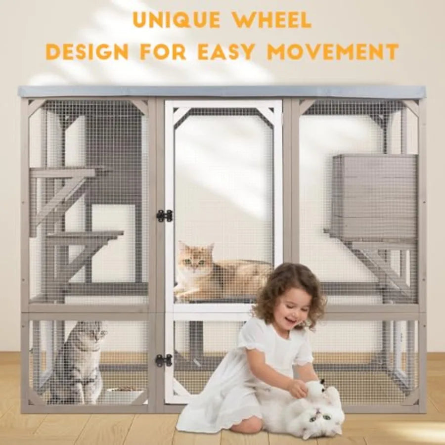 Outdoor Cat Enclosure, Wooden Cat Catio