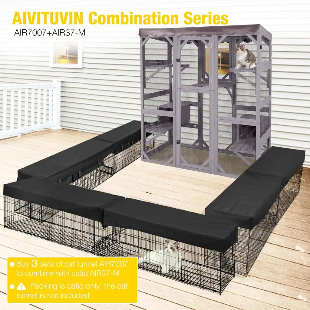 70in Wooden Outdoor Cat Enclosure