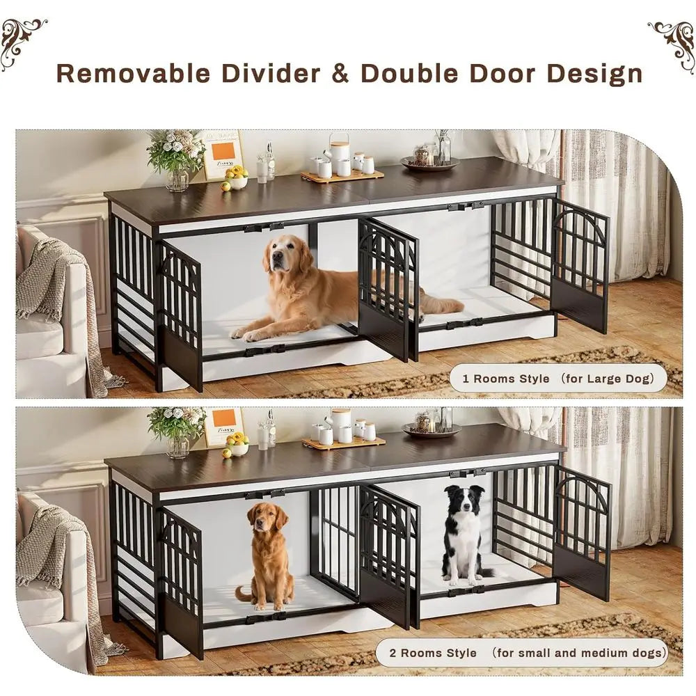 86 Double-Deck Dog Crate for Dual Dogs