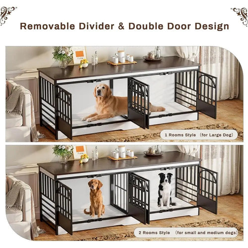 86 Double-Deck Dog Crate for Dual Dogs