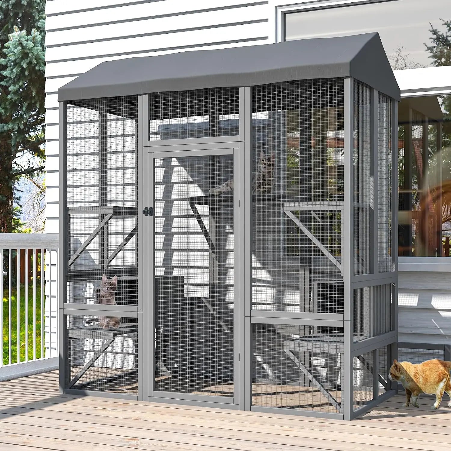 72" Large Catio Outdoor Cat Enclosure, Walk-in Cat Cage