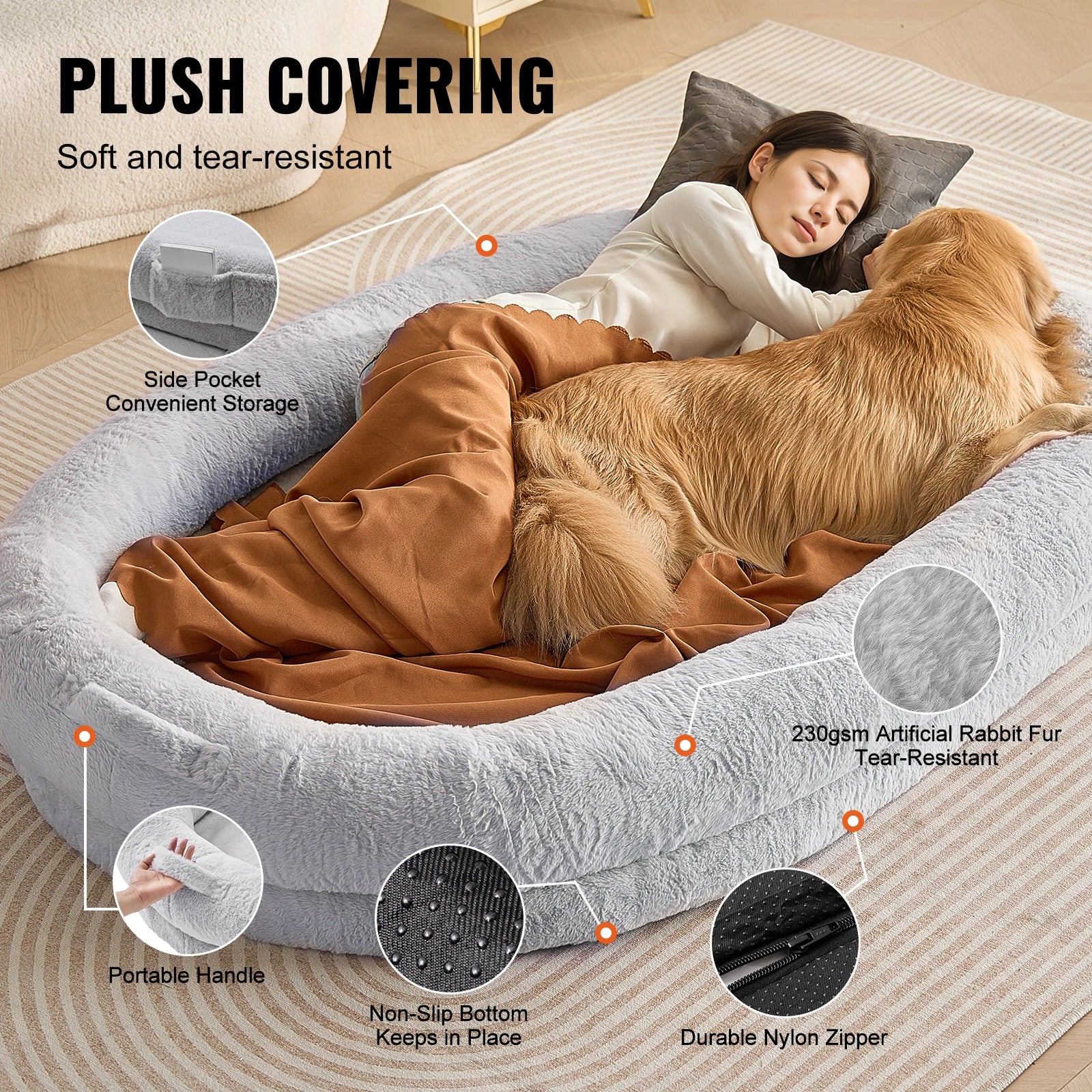 SucceBuy Human Dog Bed for Adult Human Size Dog