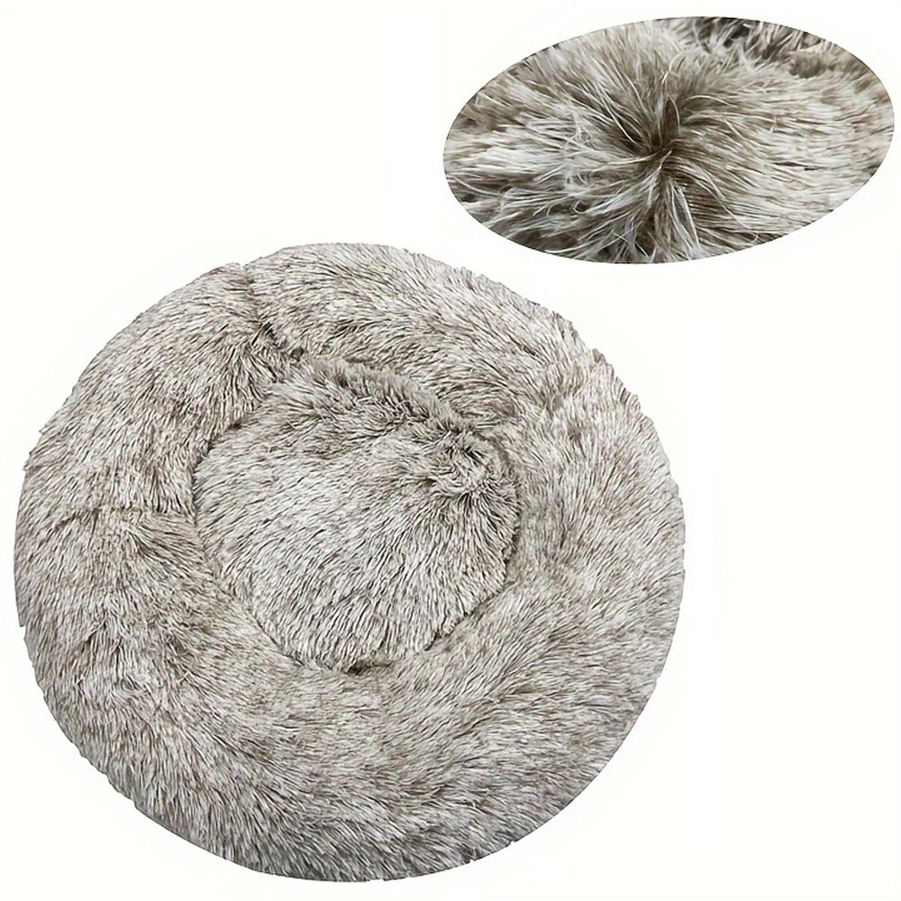 Round Dog Bed with Plush Basket
