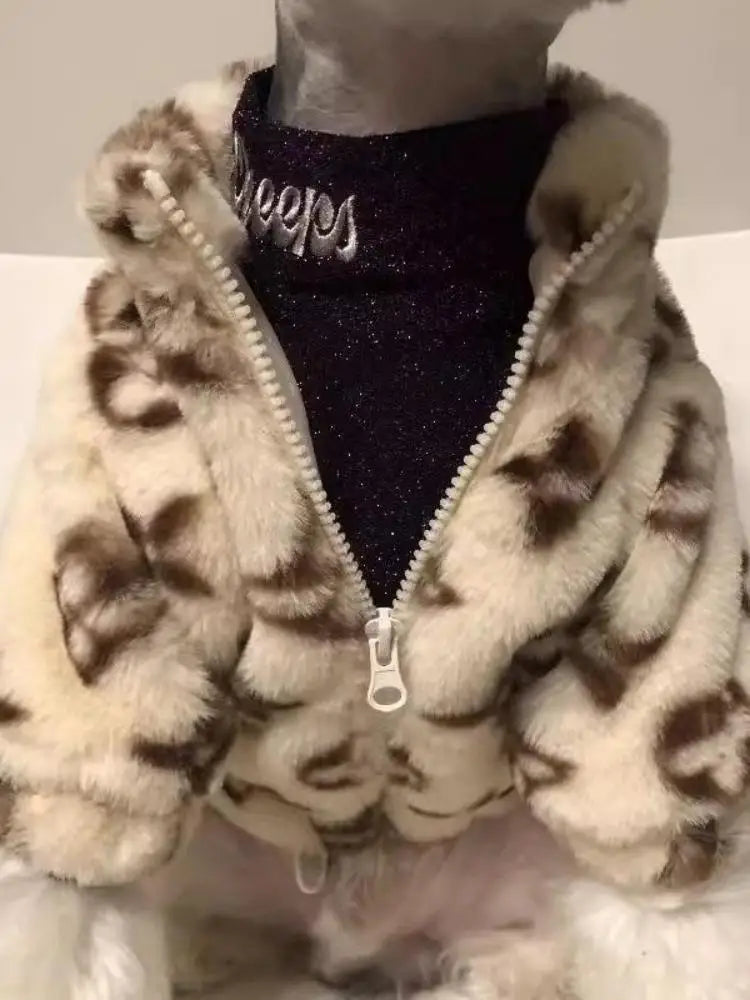 Dog Cat Warm Fur Jacket for Small Medium Pets