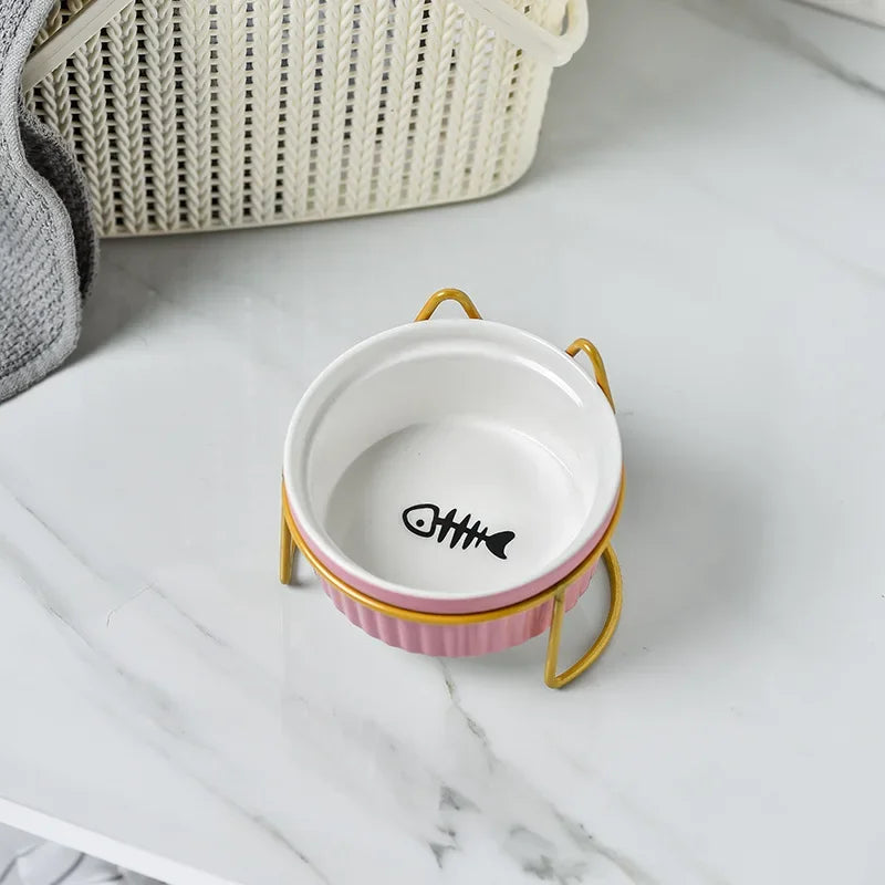 Single Or Double Tilt Bowl Ceramic Bowl for Dog Cat