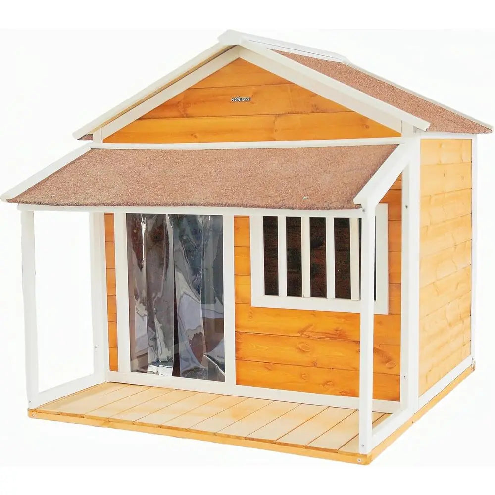 Durable Wooden Dog House with Porch,