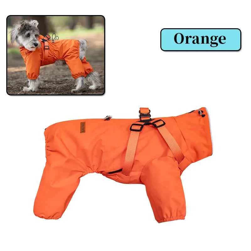 Dog Raincoat With Harness, Waterproof Jacket, Adjustable and Reflective