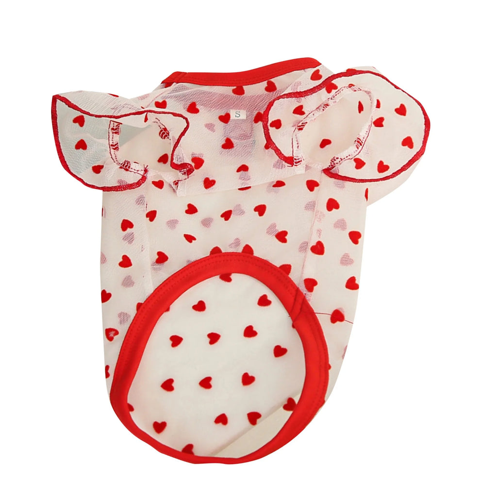 Adorable Puppy Tank Top with Polka Dot Pattern and Ruffles