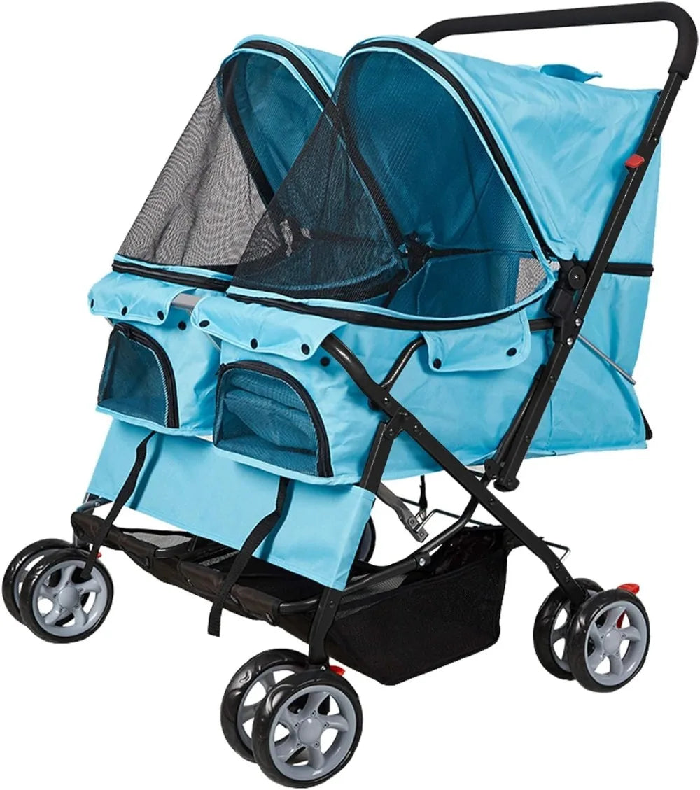 Folding Twin Pet Stroller
