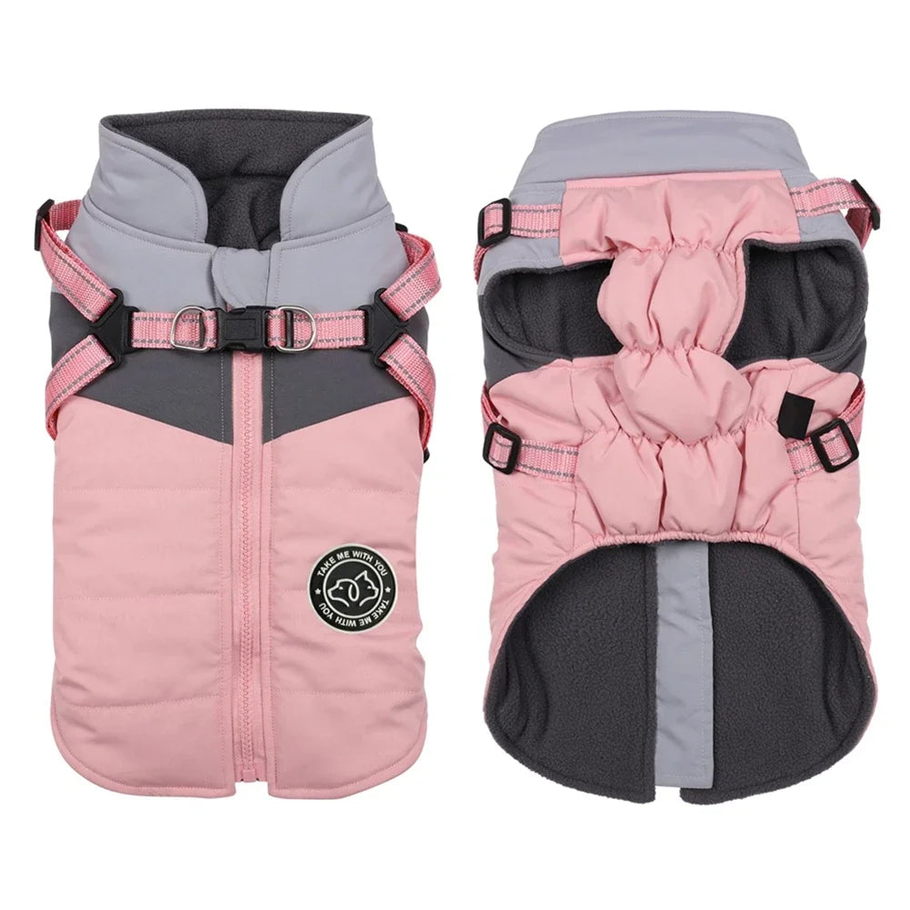 Warm Waterproof Winter Dog Harness Jacket Vest