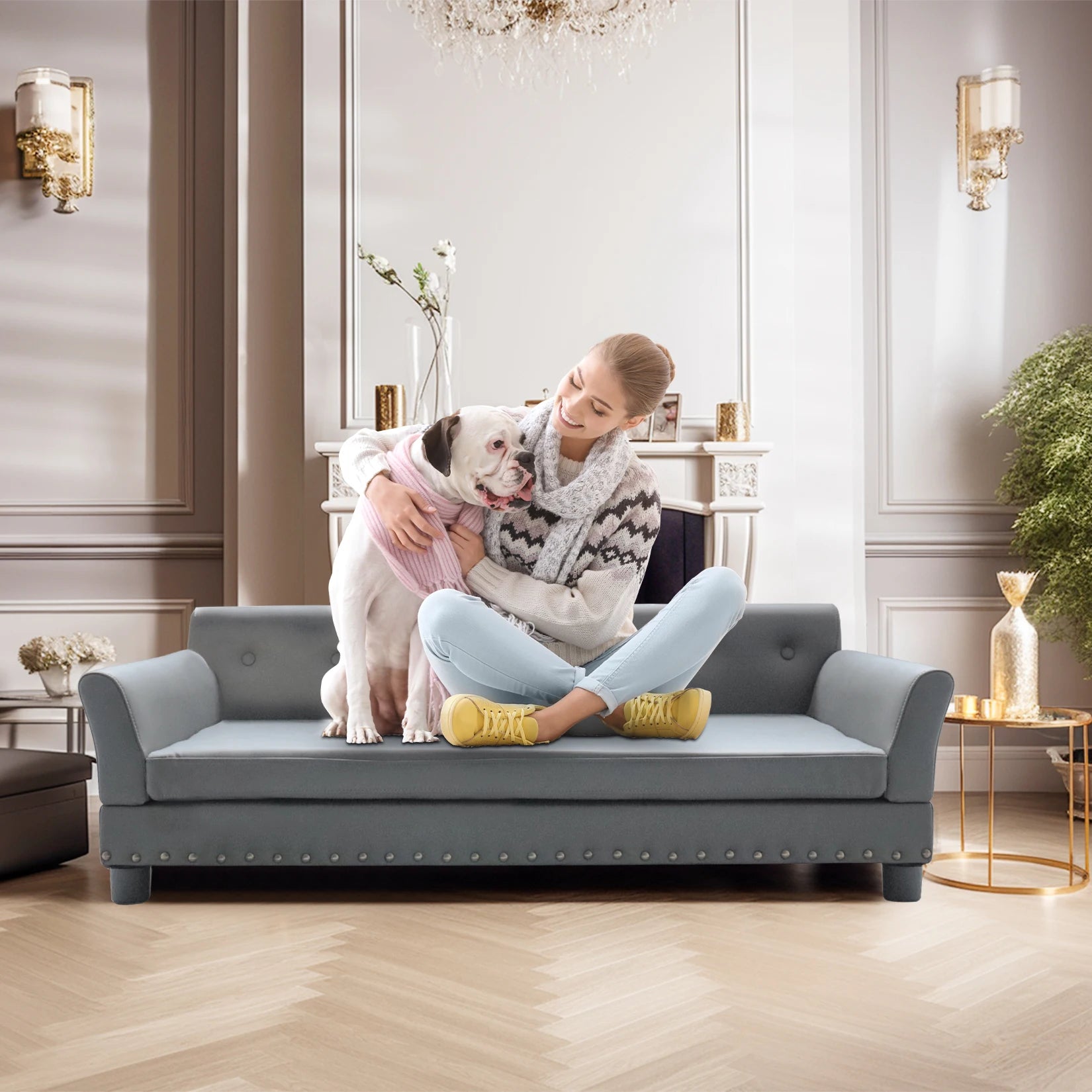 BINGOPAW Rectangle Pet Bed for Medium and Large Dogs