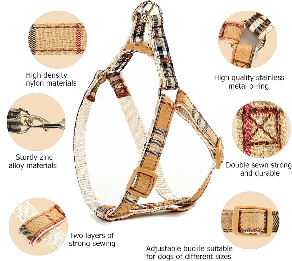 Adjustable No Pull Dog Collar Harness Leash Set