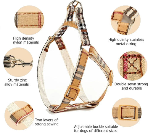 Adjustable No Pull Dog Collar Harness Leash Set