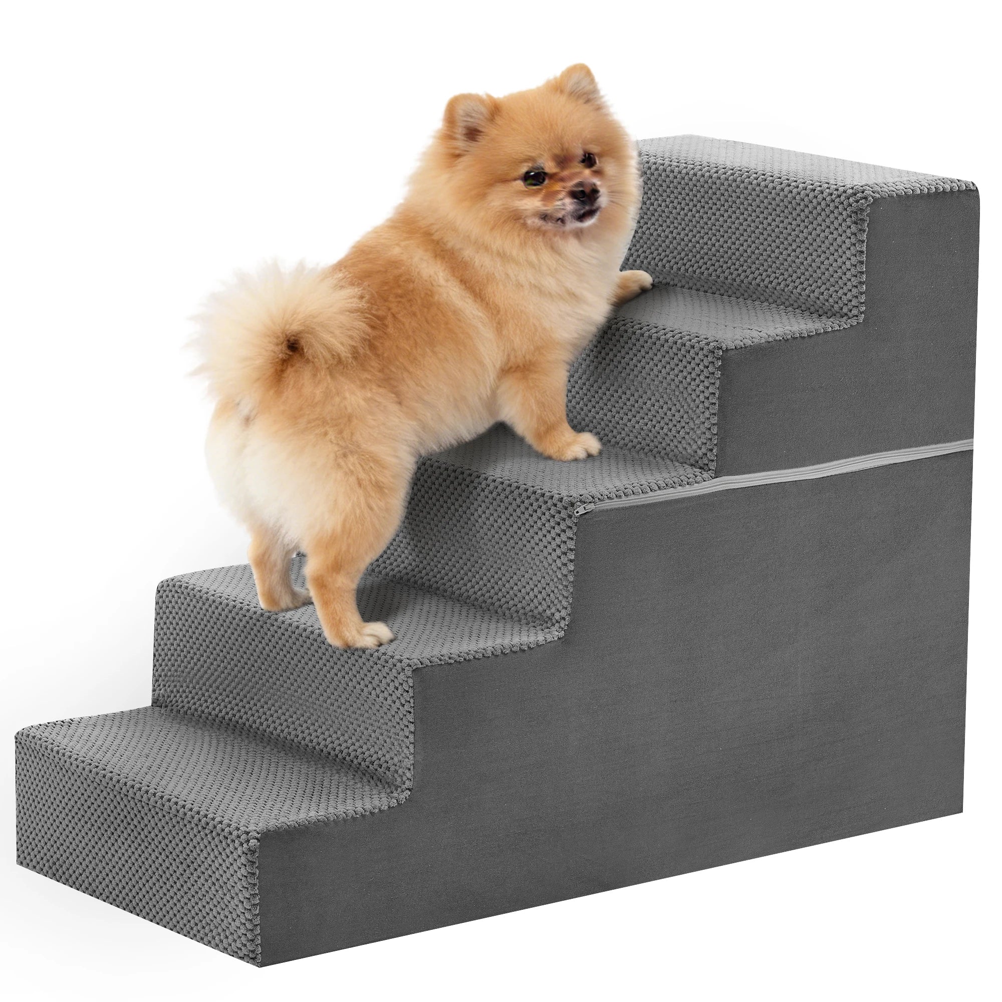 JHK 3-5 Step Right Angled Foam Dog Stairs Ramp