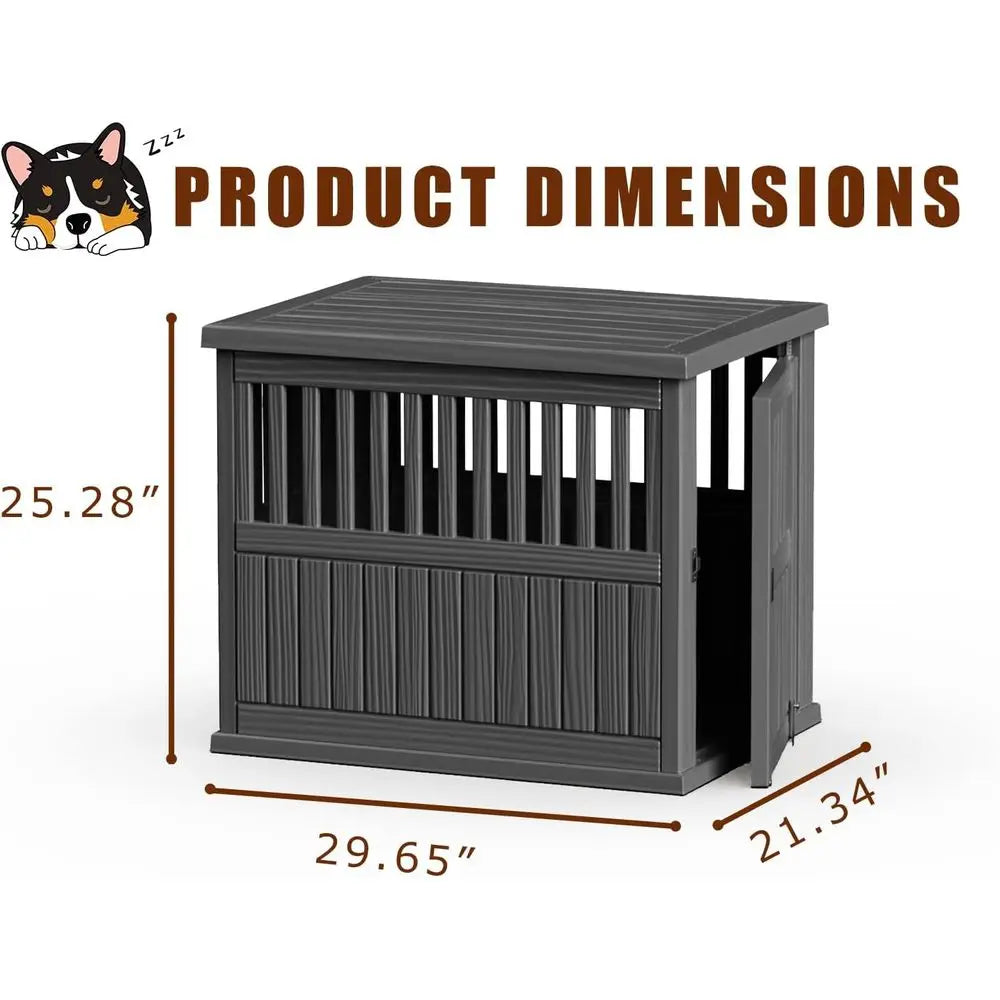 Stylish Resin Dog Crate with  Multifunctional End Table