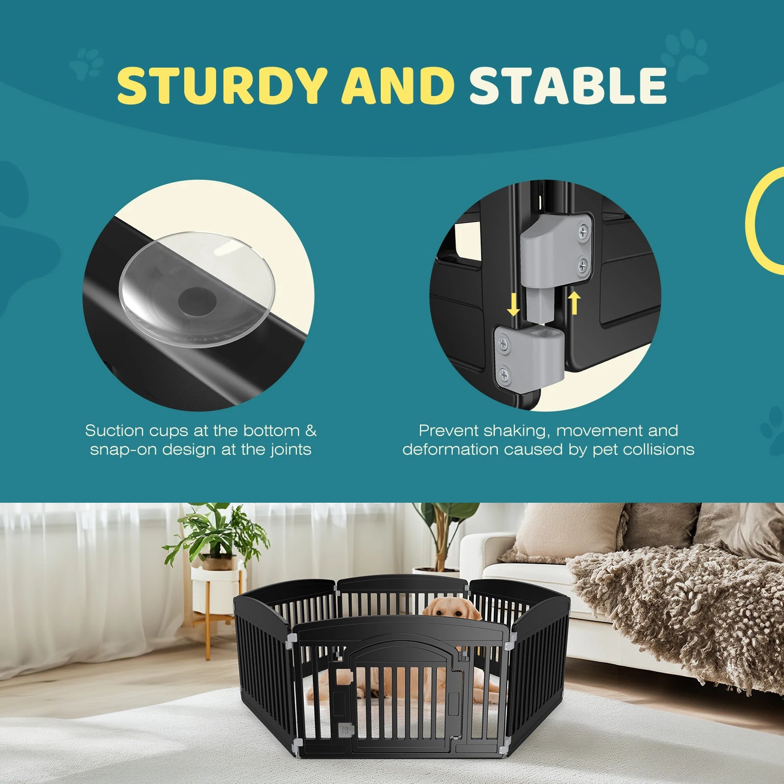 JHK Plastic Dog Playpen 4Panel  Durable Pet Fence