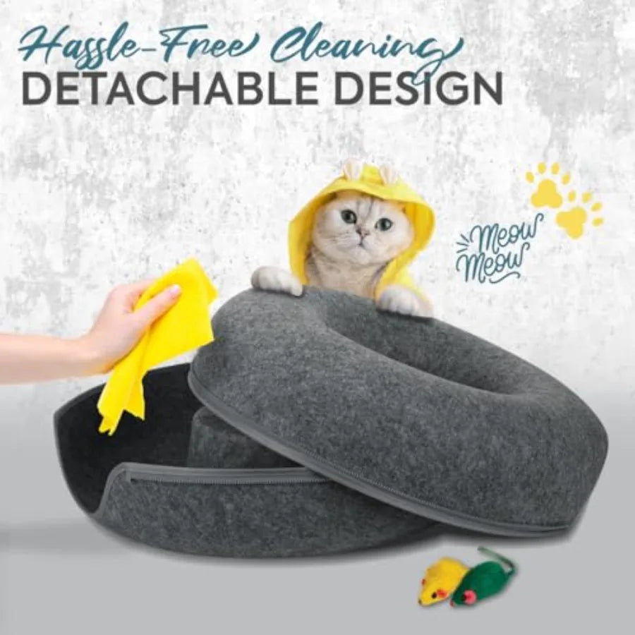 Large Cat Tunnel Bed for Indoor Cats Up to 30 Lbs