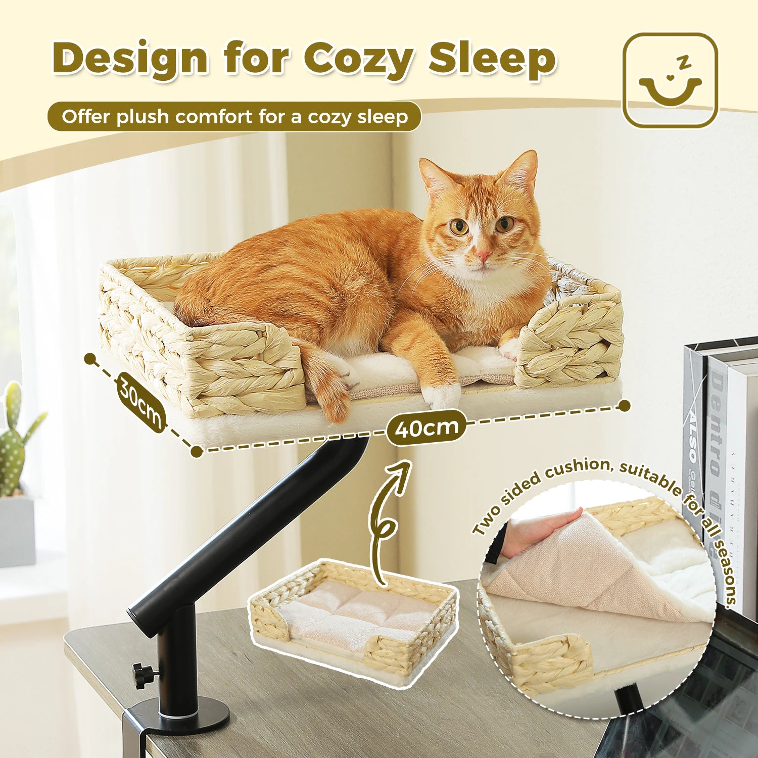 Cat Desk Bed, 360° Rotatable