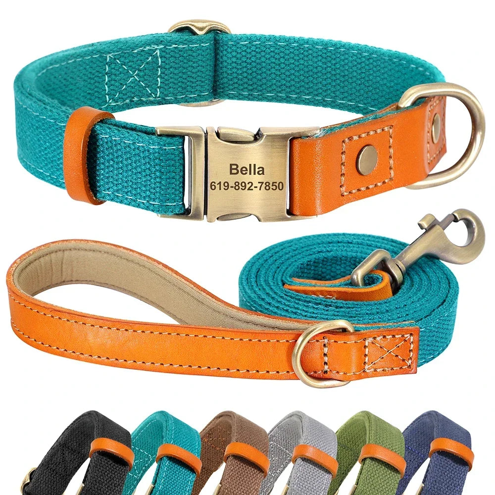 Personalized Nylon Custom Puppy Dog Collar Leash Set