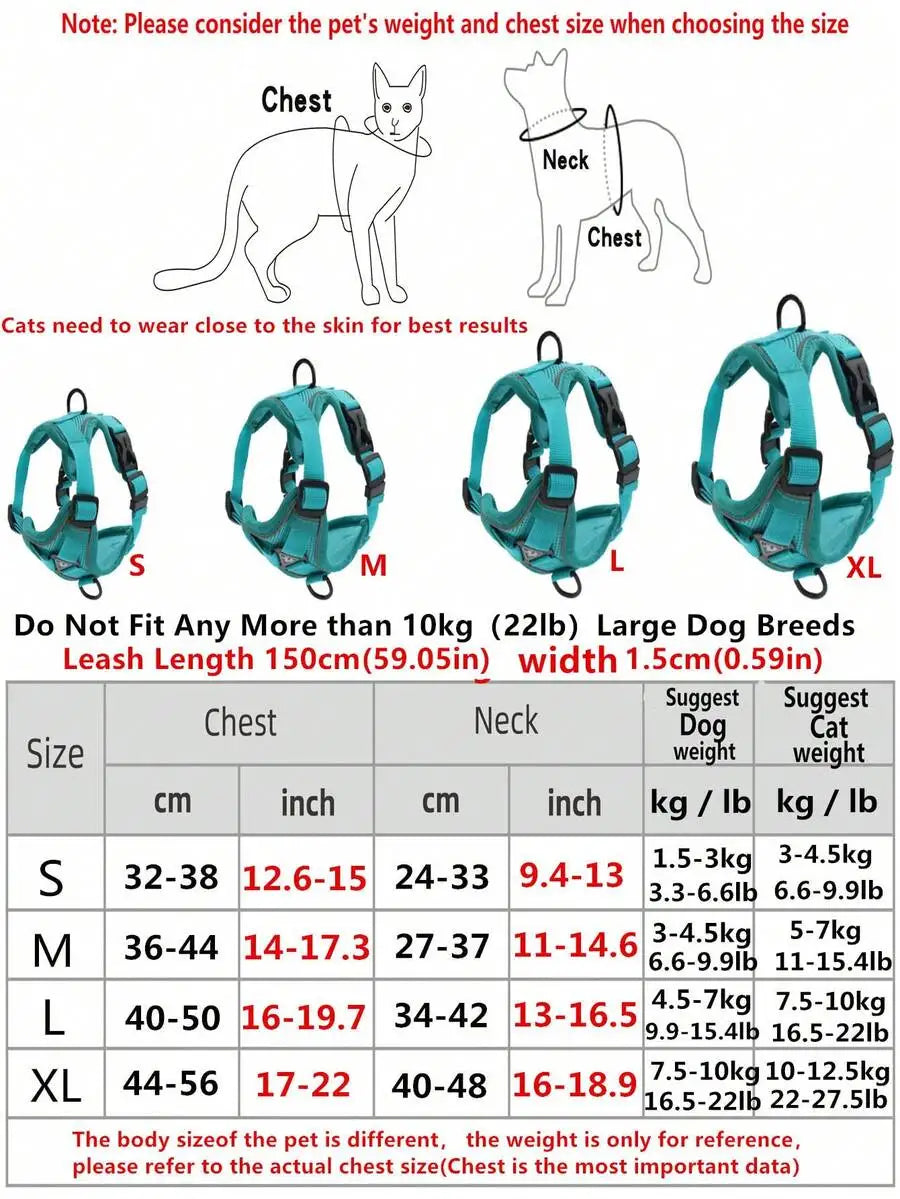 Reflective Pet Harness And Leash Set,