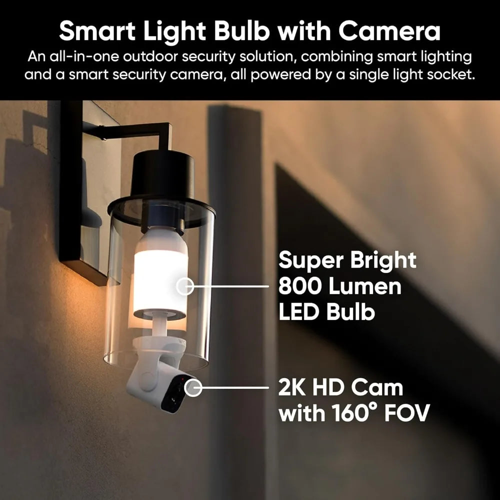 Bulb cam security camera with siren alarm