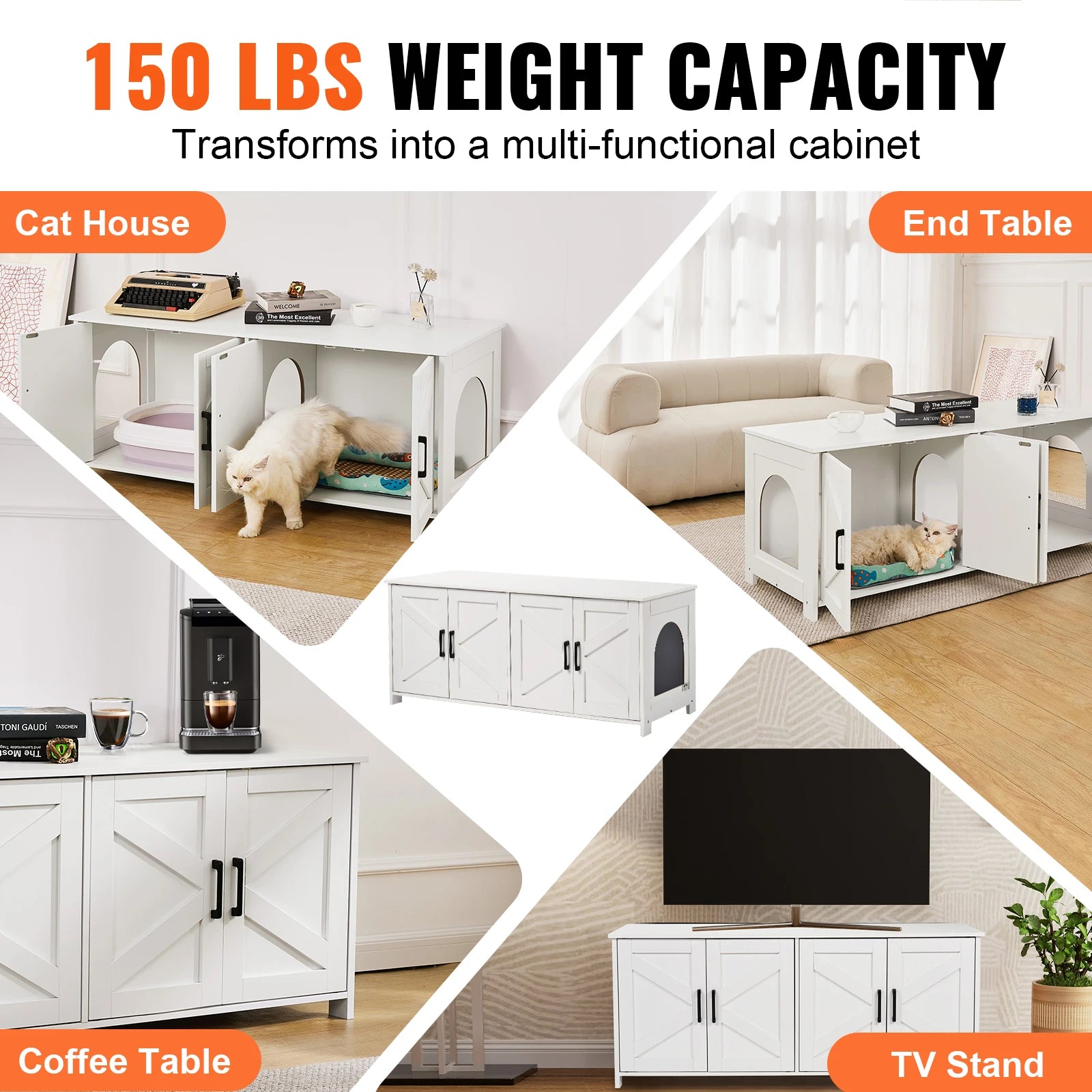 SucceBuy Cat Litter Box Enclosure for 2 Cats