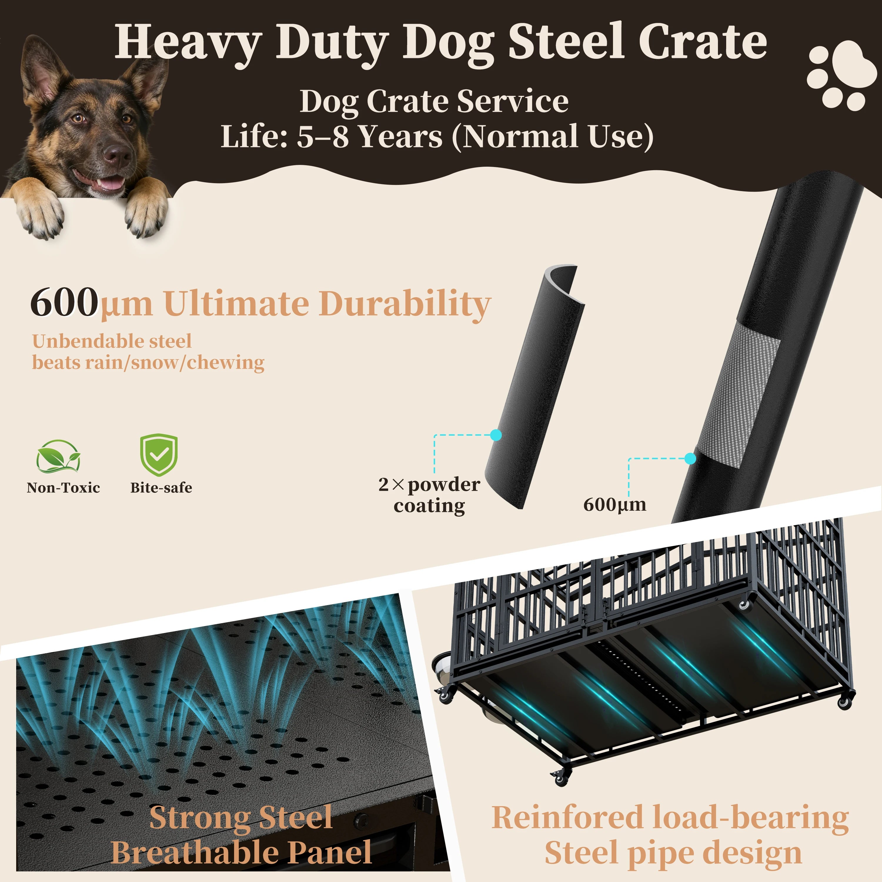 EasyCom 41"/48" Heavy Duty Extra Large  Dog Crate