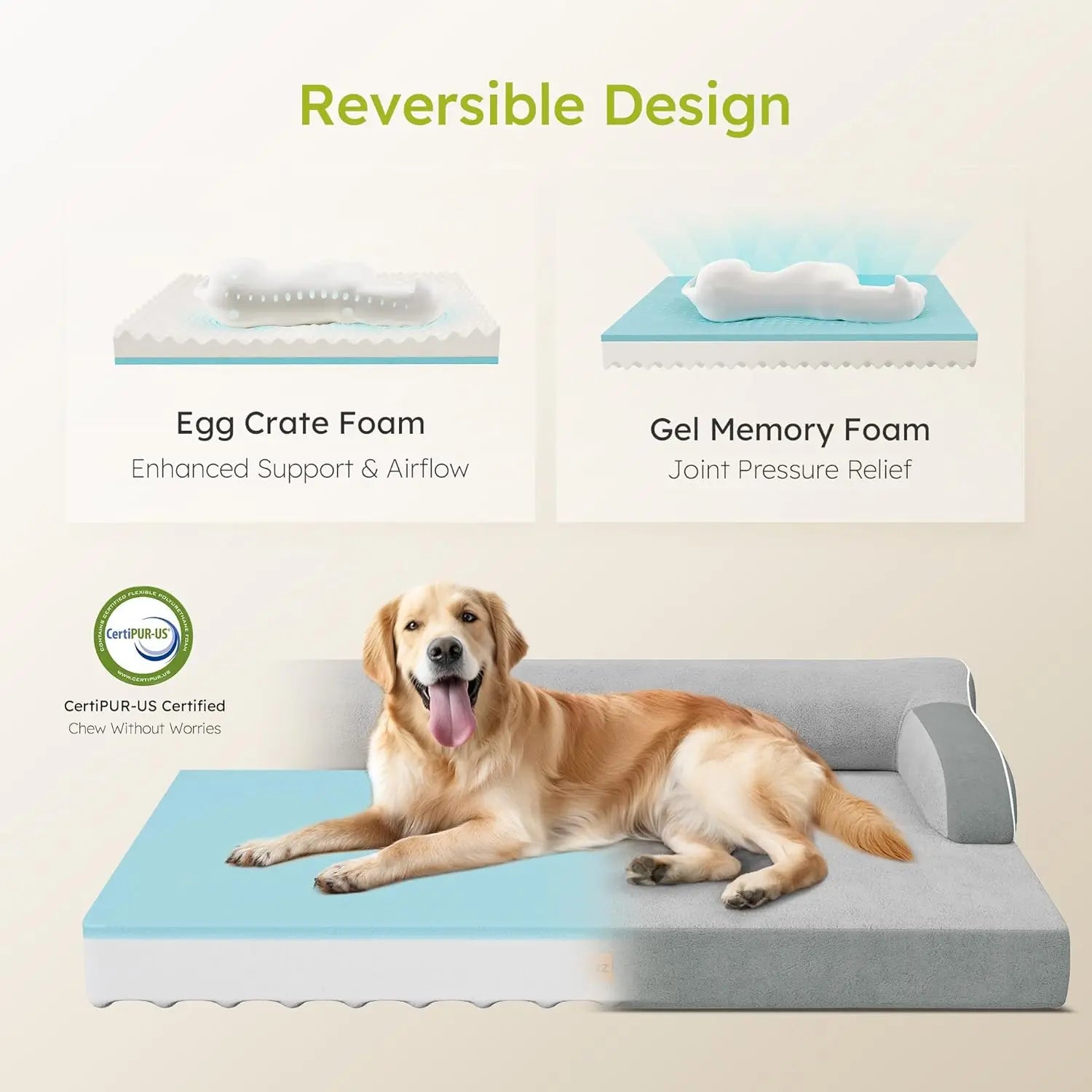 Extra Large Orthopedic Dog Bed with Cooling Memory Foam
