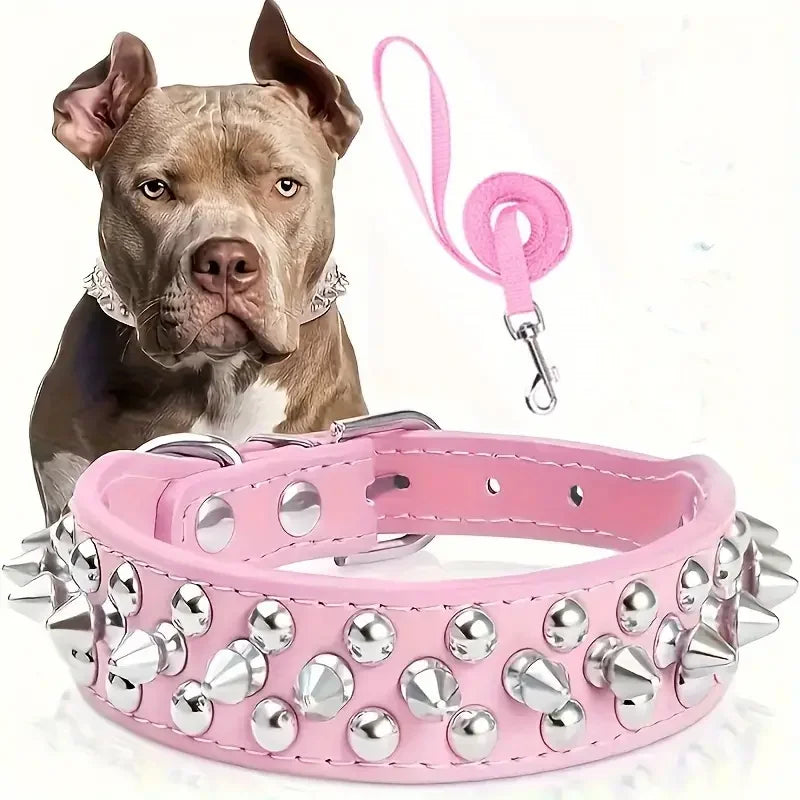Spiked Dog Collar And Leash Set,