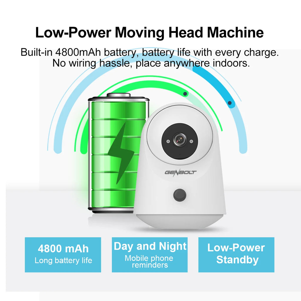 GENBOLT 2K WiFi Indoor Pan Tilt Security Camera,