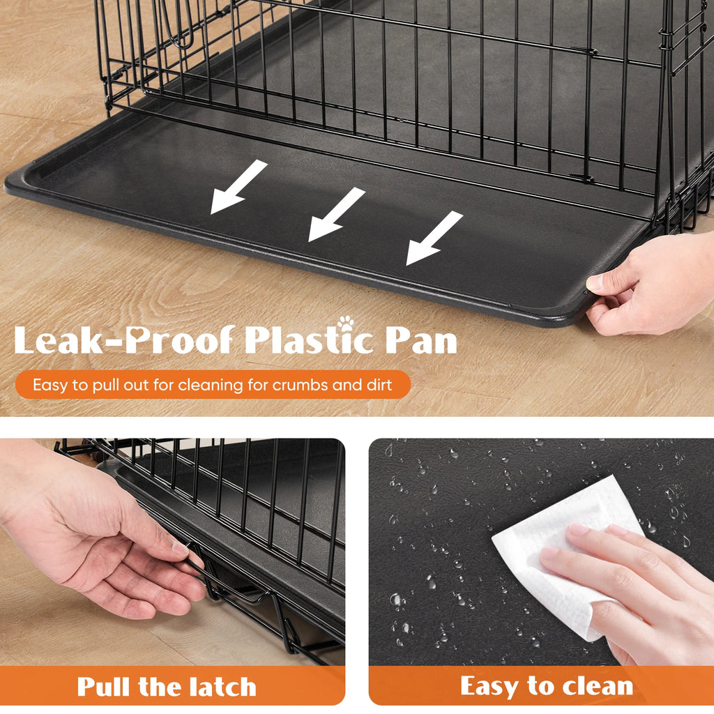 JHK 48 Inch Double Door Folding Metal Wire Dog Cage