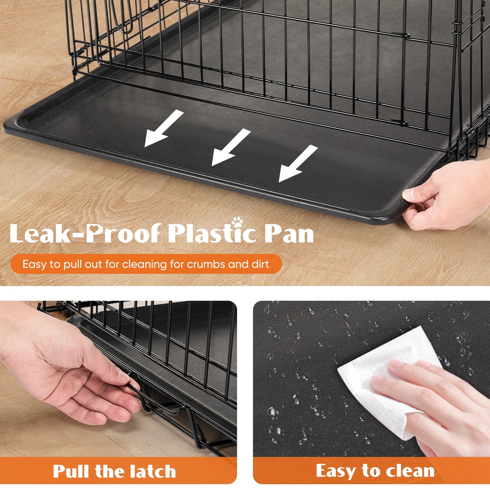 JHK 48 Inch Double Door Folding Metal Wire Dog Cage