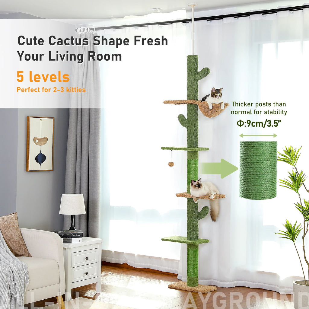 Cat Tree 5-Tier Floor to Ceiling Tower for indoor cats