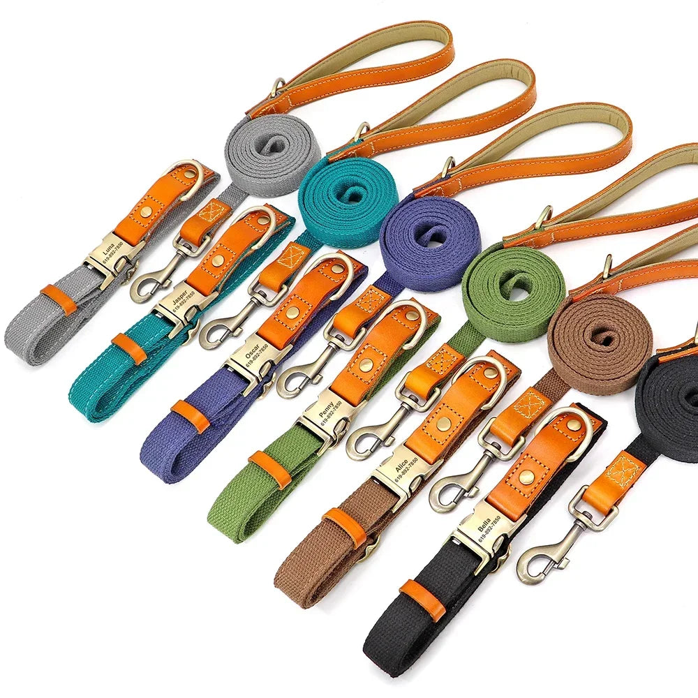 Personalized Nylon Custom Puppy Dog Collar Leash Set