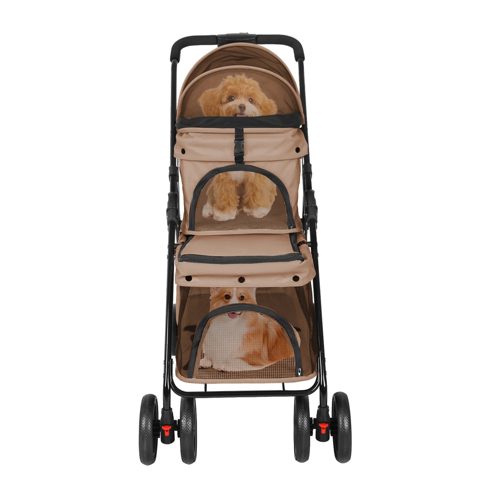 Double Pet Stroller with Detachable Carriers