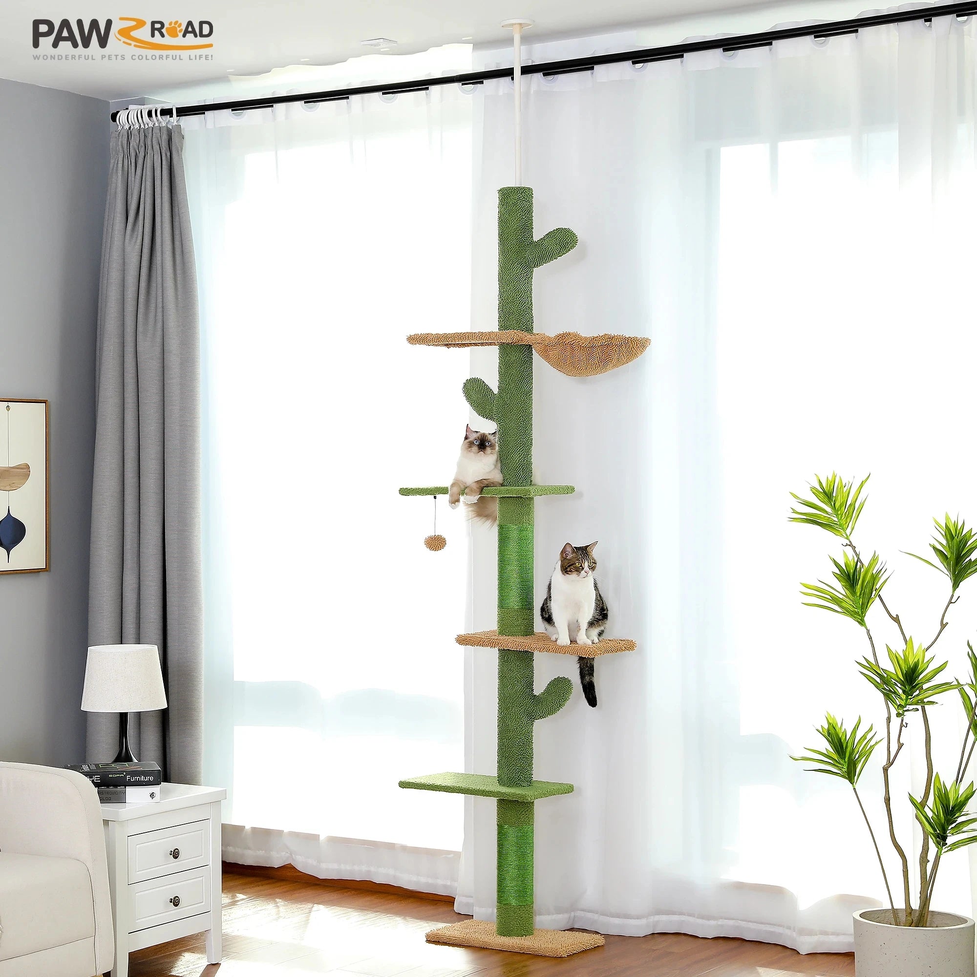 Cat Tree 5-Tier Floor to Ceiling Tower for indoor cats
