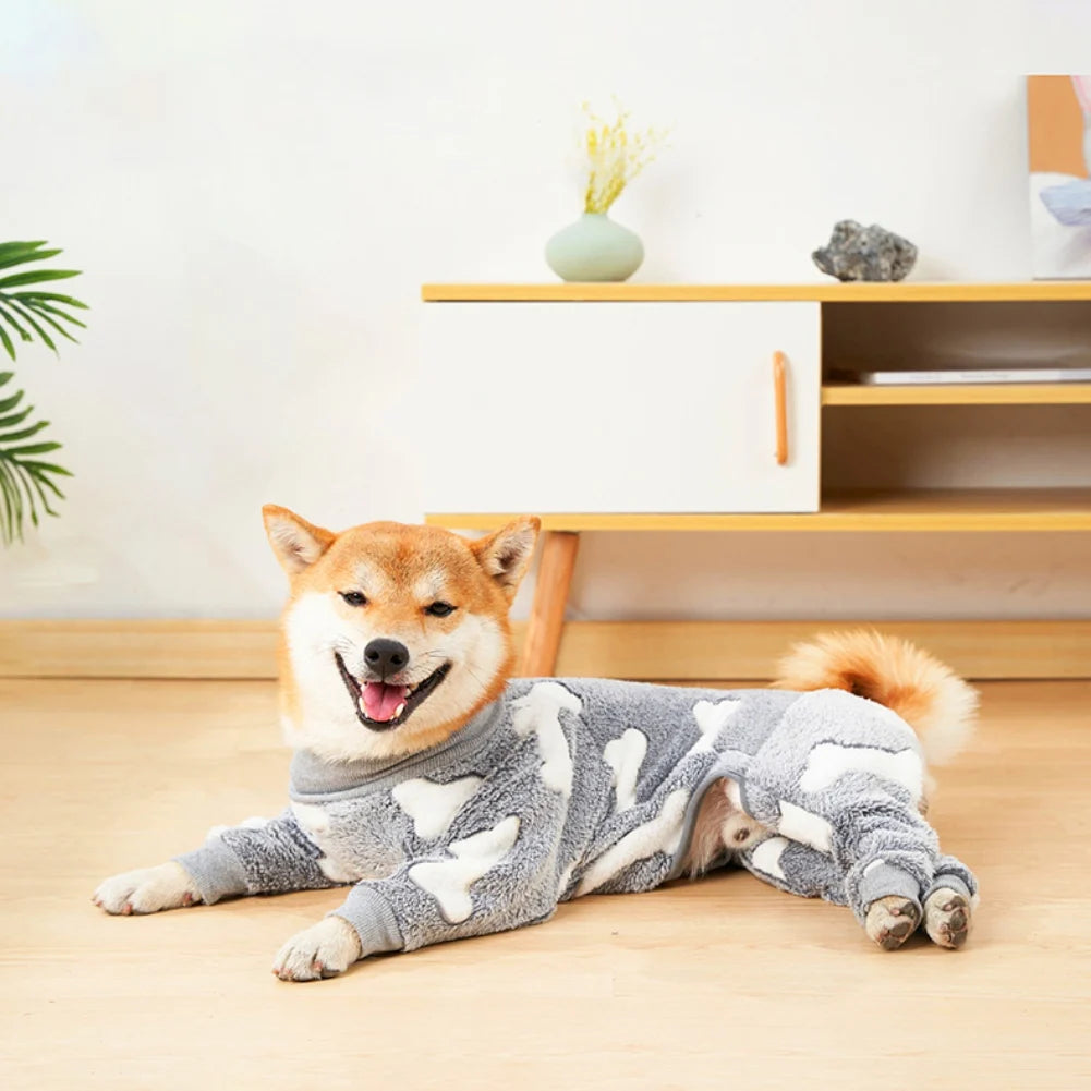 Winter Pet Dog Fleece Pajama Jumpsuit