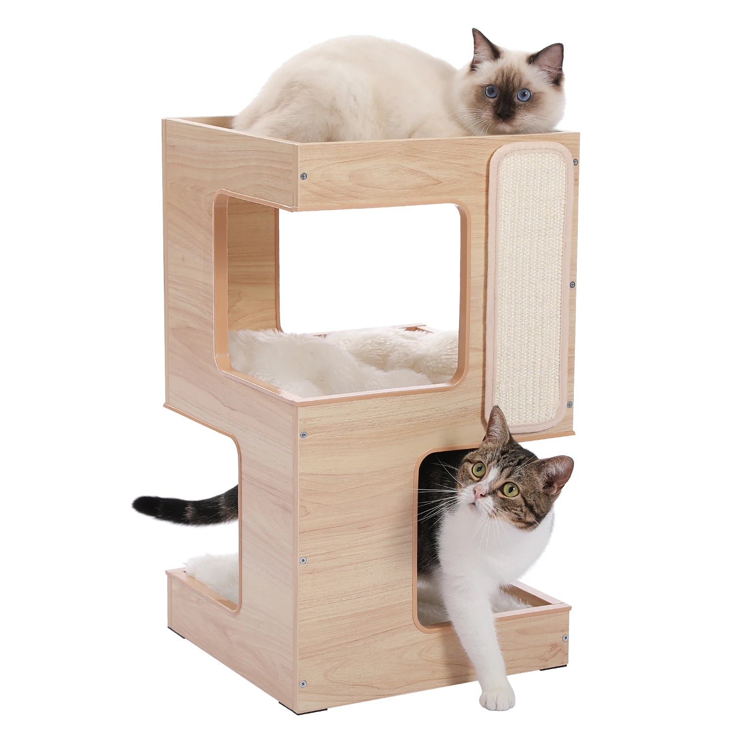 Wood Cat Condo House Bed with Removable Soft Mats s