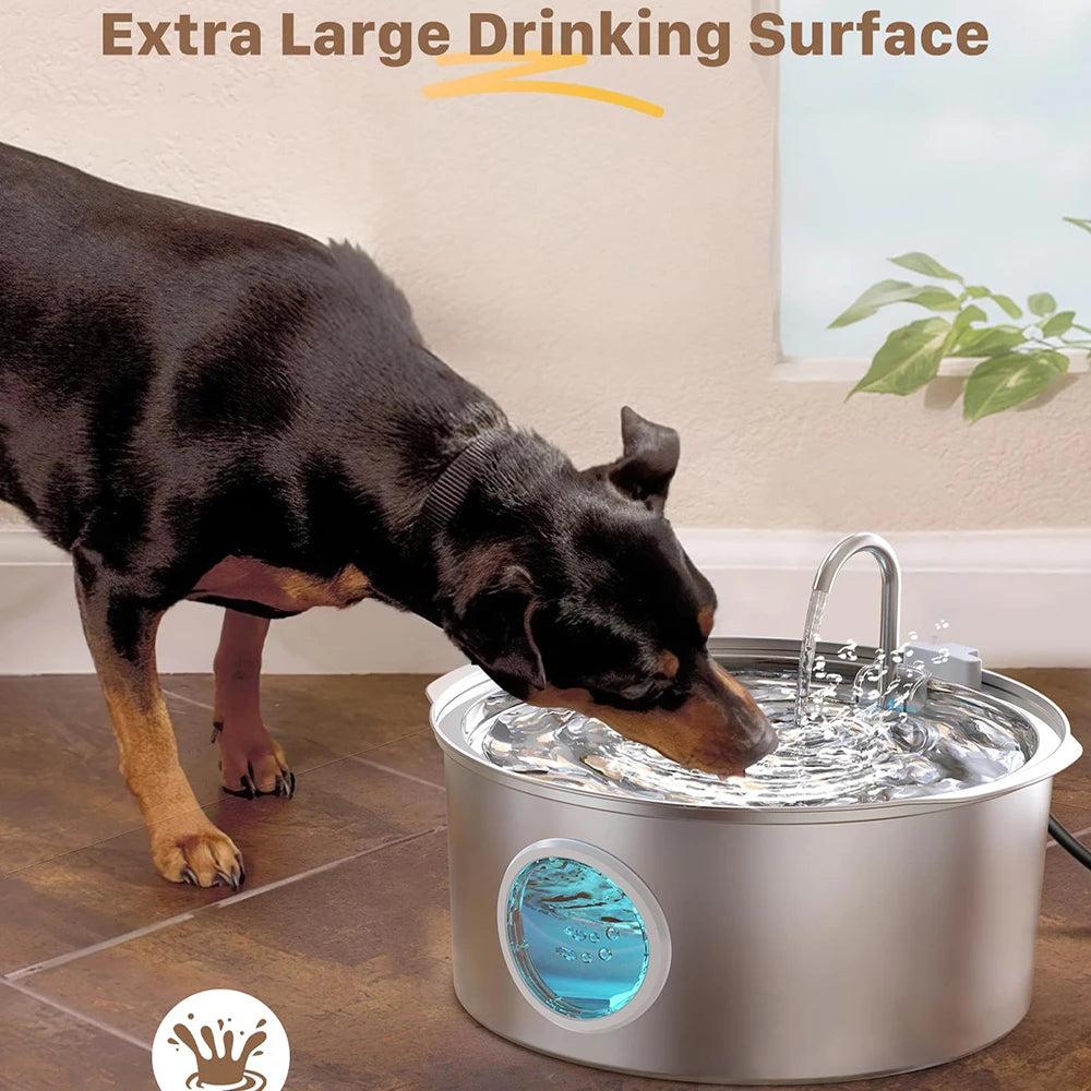 7L/236oz Large Capacity Pet Water Fountain 304 Stainless Steel