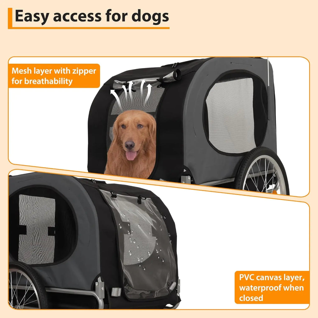 Steel Dog Bike Trailer with Universal Bicycle Coupler Folding Pet Cart Bicycle Carrier Max 40kg Water Resistant Pet Bike Trailer