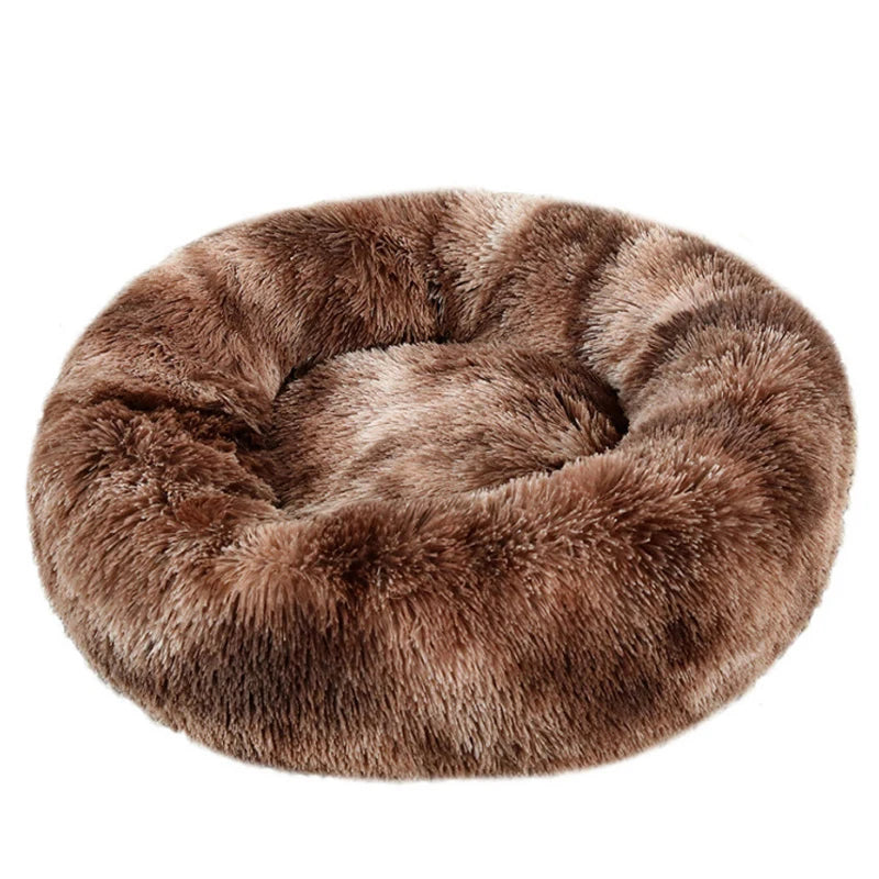 Round Dog Bed with Plush Basket