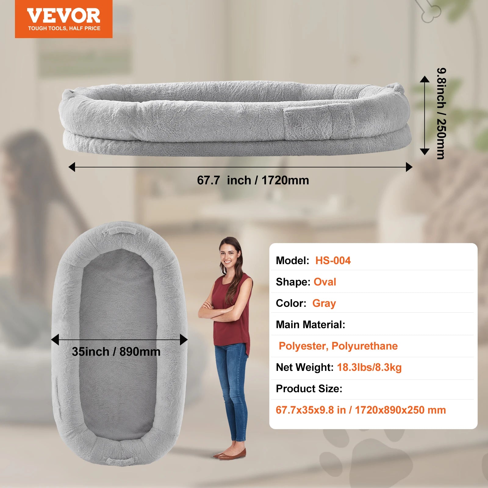 SucceBuy Human Dog Bed for Adult Human Size Dog