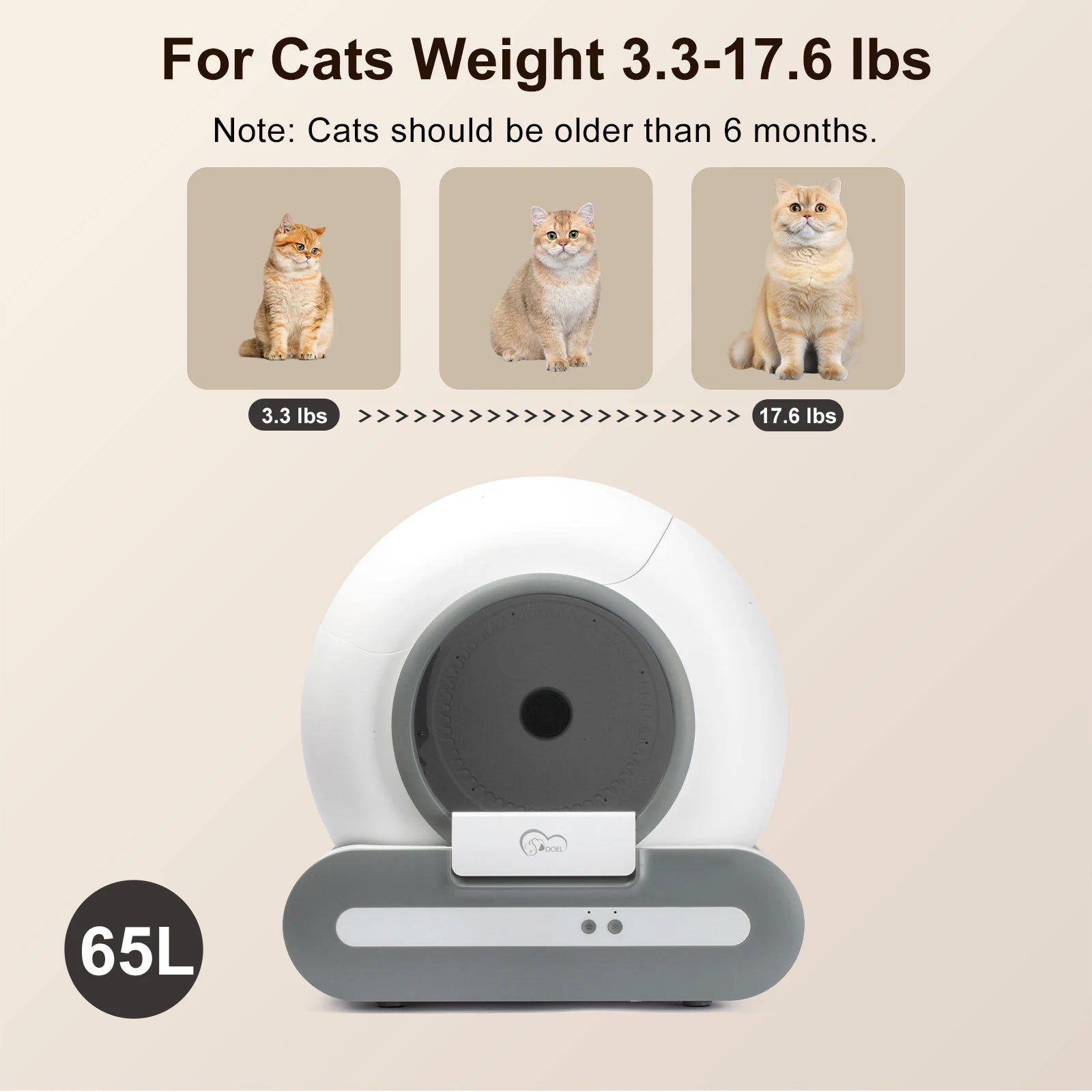 DOEL 65L Self-Cleaning Cat Litter Box